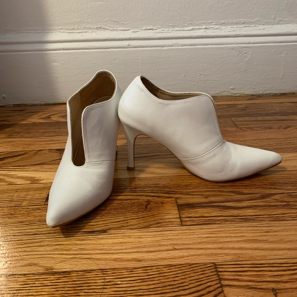 White leather booties
